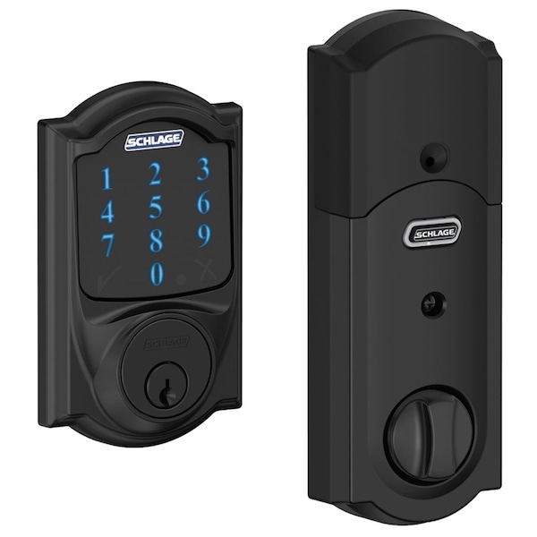 Grade 2 Touchscreen Deadbolt Lock, Connect Series, Camelot Trim, Matte Black Finish